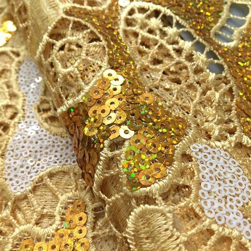 African Lace Fabric5 Yards Nigerian Water Soluble Lace Fabric Sequin Fabric for Wedding/Party/Daily Sewing (40581) in Saudi Arabia