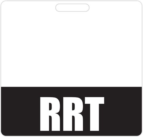 RRT BADGE Buddy (Black) - علامات شارة الخدمة الثقيلة الأفقية للمعالجين التنفسيين المسجلين - بطاقة تعريف الشارة ذات الوجهين المزدوج in Kuwait