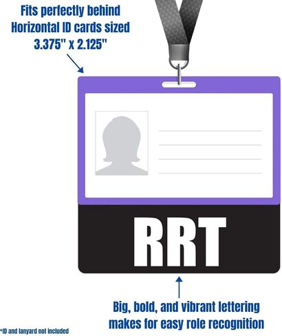 RRT BADGE Buddy (Black) - علامات شارة الخدمة الثقيلة الأفقية للمعالجين التنفسيين المسجلين - بطاقة تعريف الشارة ذات الوجهين المزدوج in Kuwait