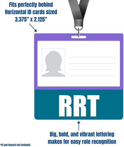 RRT BADGE Buddy (Black) - علامات شارة الخدمة الثقيلة الأفقية للمعالجين التنفسيين المسجلين - بطاقة تعريف الشارة ذات الوجهين المزدوج in Kuwait