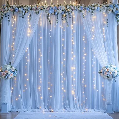 White Tulle Backdrop Curtain for Parties Wedding 10ft x 8ft Sheer Backdrop Curtains for Bridal Shower Birthday Party Baby Shower Ceiling Drapes Christmas Photo Decorations 2 Panels 5ft x 8ft in Kuwait
