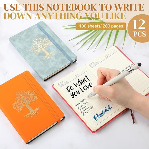 12 Pack Lined Journal Small Pocket A6 Leather Notebooks for Writing Hardcover Notepad for Women Men Business Work College Ruled Notebooks 5.7 x 3.7 Inch(Retro Color) in Saudi Arabia