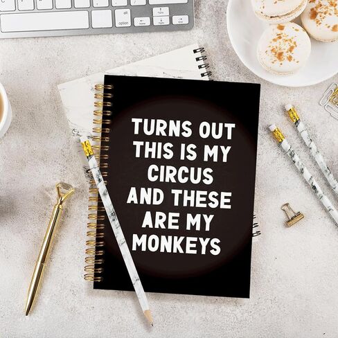 Funny Office Notebook for Work, Hilarious Coworker Gifts, Cute Spiral Journal for Work Notes, Aesthetic Gag Gift Turns Out This Is My Circus And These Are My Monkeys, 5.5x8.3 Inch in Kuwait