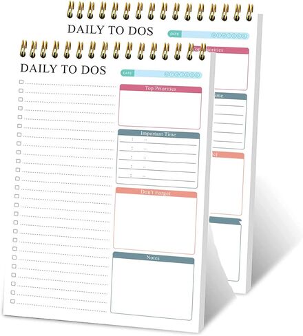 To Do List Notepad,Undated Daily Planner Tear Off Day Plan Notebook Agenda Simple Organizing 50 sheet A5 To Do Notepad，2 Pack(Blue) in Saudi Arabia