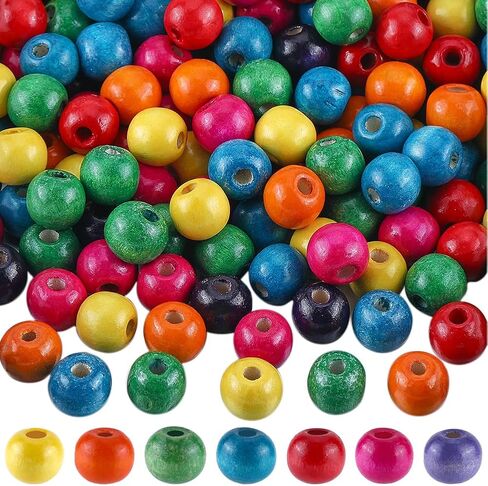 GORGECRAFT 200PCS 17 x 12MM Oval Wood Beads Colorful Natural Assorted Color Large Hole Bead Barrel Painted Wooden Spacer Loose Ball Bulk for DIY Craft Project Room Decoration Jewelry Bracelets Making in Saudi Arabia