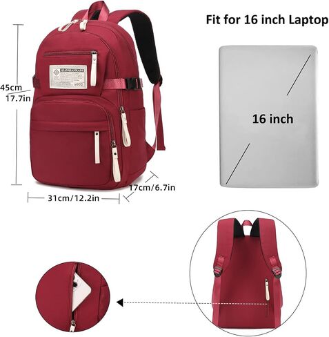 College Backpack for Women Men Laptop Backpack Fits 15.6Inch Notebook (Red) in Saudi Arabia