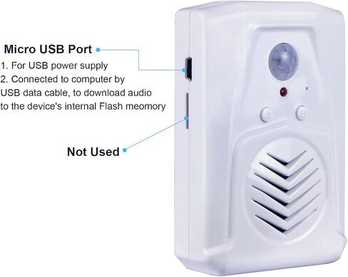 مكبر صوت مشغل الصوت المنشط بمستشعر حركة PIR مع كابل USB، قم بتنزيل ملفات الصوت MP3 الخاصة بك لتشغيل الكلام أو الموسيقى أو المؤثرات الصوتية (أسود) in Kuwait