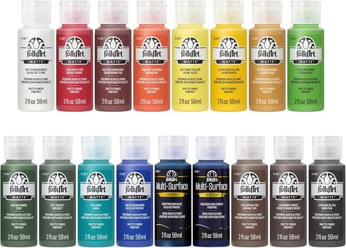 FolkArt Art Talk with Andy, 17 Piece 2 fl oz Premium Acrylic Set Including 15 Matte 2 Multi-Surface Paint Colors, 90286, Assorted in Saudi Arabia