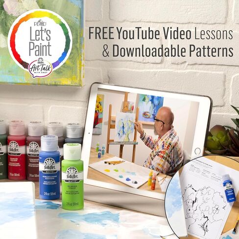 FolkArt Art Talk with Andy, 17 Piece 2 fl oz Premium Acrylic Set Including 15 Matte 2 Multi-Surface Paint Colors, 90286, Assorted in Saudi Arabia
