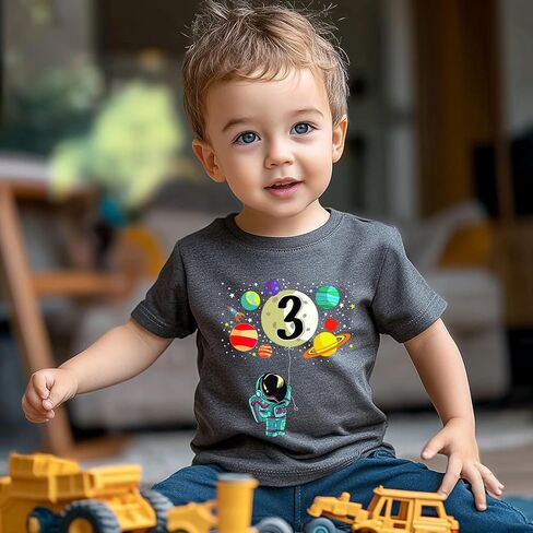 2-6 Years Boys Birthday Shirts Toddler Bday Construction Graphic Cotton Short Sleeve T-Shirt in Kuwait
