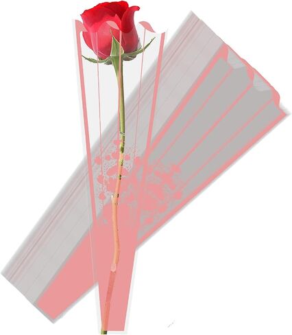 Clzemo 100 Pieces Flower Sleeves for Bouquets, Clear Single Rose Packaging Bag Florist Floral Arrangement Supplies, Plastic Flowers Wrapping Bags for Holiday Party Festival Wedding Valentine's Day in Kuwait