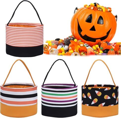 Halloween Candy Basket Halloween Trick or Treat Bags Halloween Candy Buckets Fabric Gift Bags Halloween Parties(Candy) in Kuwait