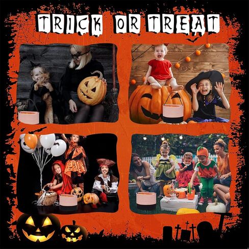 Halloween Candy Basket Halloween Trick or Treat Bags Halloween Candy Buckets Fabric Gift Bags Halloween Parties(Candy) in Kuwait