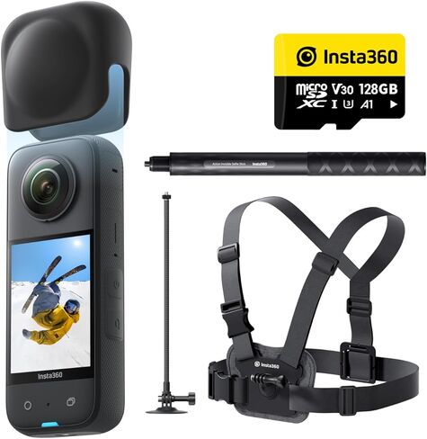 Insta360 X3 Battery Kit - 360 Action Camera with 5.7K 360 Active HDR Video, 4K Single-Lens Camera, Waterproof, FlowState Stabilization, 2.29" Touchscreen, AI Editing, for Motorcycle, Wintersports in Saudi Arabia