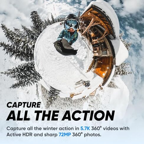 Insta360 X3 Battery Kit - 360 Action Camera with 5.7K 360 Active HDR Video, 4K Single-Lens Camera, Waterproof, FlowState Stabilization, 2.29" Touchscreen, AI Editing, for Motorcycle, Wintersports in Saudi Arabia
