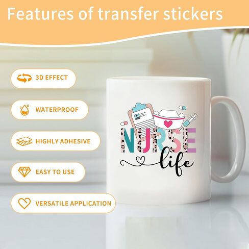 Nurse UV DTF Cup Wraps - 20 Sheet Nurse UV DTF Transfer Stickers, Medical UVDTF Cup Wraps for Glass, Inspirational Waterproof Transfer Sticker, Appreciation Gifts in Saudi Arabia