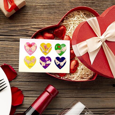 Heart Stickers Colorful 1 Inch Valentine's Day Love Shape Labels Roll Waterproof Removable for Craft Envelopes Box Gift Party Cards 500 PCS in Saudi Arabia