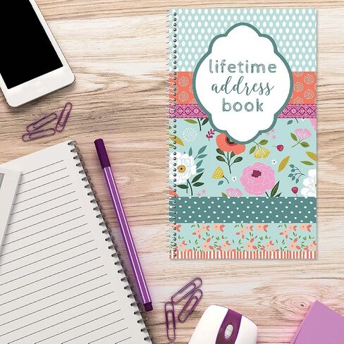Current Cat Patch Address Book - 94 Pages; Small 5" x 8-1/2" Size for Purse or Office, Spiral Bound Soft Cover Organizer for Contacts, Addresses, Email, & Phone Numbers + 50 Replacement Stickers in Saudi Arabia