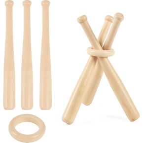 6PCS Mini Baseball Bats, Unfinished Small Wooden Bats 6 Inch Beads Baseball Stand Display Holder for DIY Craft Projects Painting Keychain Accessories Sports Party Favors