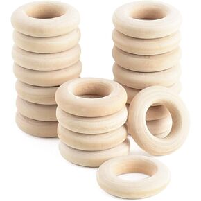 حلقات الخشب الطبيعية دوائر الخواتم الخشبية للموصلات القلادة Craft DIY Making 200pcs (1INCH)