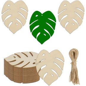 20pcs Turtle Leaf Wood Cutouts DIY Craft Blank Tropical Palm Leaf Unfinished Wood Tags Ornaments for Wedding Birthday Summer Hawaii Luau Theme Party Decoration