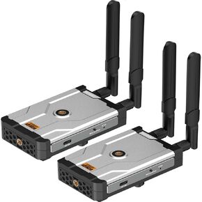 جهاز إرسال واستقبال HDMI لاسلكي، مجموعة موسع HDMI بطول 500 متر (16400 قدم) مع حلقة HDMI، 2.4/5G 1080P للبث من DSLR، والكمبيوتر المحمول، وNetflix، وYouTube، وPS4 إلى التلفزيون/جهاز العرض، ودعم بطارية NP