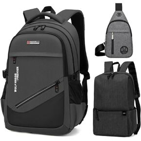 Standard trvel Backpack, Laptop Backpack with Shockproof Padded Shoulder Strap, Black (Dark gray)