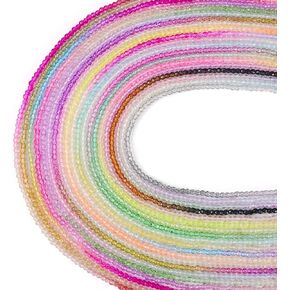 Elecrelive 20 Strand Faceted Rondelle Crystal Glass Beads - 2mm Briolette Shapes ، 20 لونًا - حبات زجاجية كهربائية صغيرة للقرن ، سوار ، قلادة مجوهر