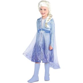 Party City Frozen 2 Elsa Travel Halloween Costume for Girls ، Disney ، Medium (8-10) ، يشمل اللباس