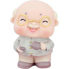 Mini Grandparent Figurine Cake Topper Mother's Day Ornament Resin Old Ornaments Elderly Life Model Cake Topper Decor for Wedding Anniversary Birthday Party Decor - Grandpa