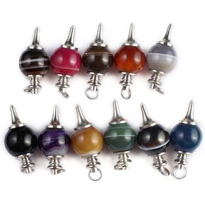 Natural Stone Pendant Spherical Shape Oval Ball Agate Quartz Healing Crystal Stone Charms For Jewelry Making DIY Necklaces