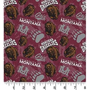 SYKEL ENTERPRISES Univeristy of Montana Cotton Fabric with Tone on Tone Design