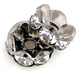 Rubyca 100pcs Round Rondelle Spacer Bead Gunmetal Black 6mm أبيض صافٍ تشيكي بلور