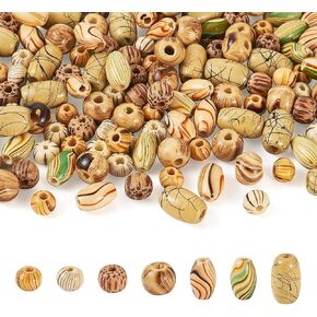 kissitty 140pcs حبات الخشب للأساور البيضاوية Rondelle Round jods wooden fleads for diy key kains المجوهرات macrame الوردية المصنوعة