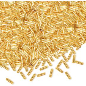 4000pcs حبات Bugle ، حبات أنبوب التطريز لصنع المجوهرات ، حبات طويلة صغيرة لمستلزمات سوار DIY الحرفية ، 7x2mm ، الذهب