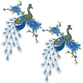 2pcs peacock الدانتيل الدانتيل المطرز زين خياطة على بقع زهرة رقبة القصاصة scrapbooking بقع الأزهار المنقوش