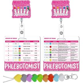 شارة Phlebotomist قابلة للسحب - بكرة شارة بضع الفصح مع حبات البطاقة المرجعية ترتيب حاملي شارات السحب مع مقطع معرف لممرضة العمل RN الهدايا phlebotomist