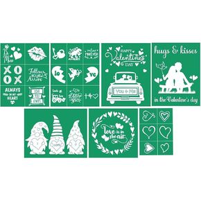 DGAGA Self-Adhesive Silk Screen Printing Stencil Love Heart Stencils Mesh Transfer Reusable for DIY Valentine's Day Decor Painting on Wood,Ceramic,Pillow(Hearts,5x7inches)