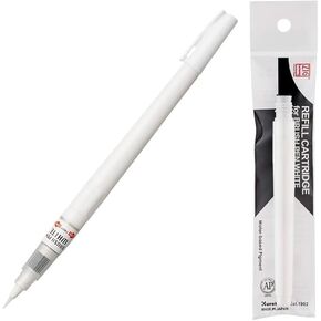 Kuretake Zig Brush Pen White & Cartridge set, for illust, Manga, Artworks, for Professional, Artists, Beginners Made in Japan