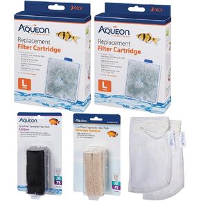Quietflow Power Filter 20/75 Filter Maintenance & Replacement Filter Media Kit Including Gokul Brands Mesh Bags(Replacement Filter cartridges Large, Ammonia Reducer, Carbon Pads)