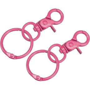 uxcell Swivel Clasps Lanyard Snap Hook with Binder Rings, 44mm Colorful Lobster Claw Clasp for Keys Organization, DIY Crafting, Black, 2Pcs in Kuwait