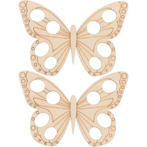 Tofficu 2Pcs Wooden Butterfly Embroidery Floss Organizer, Cross Stitch Thread Holder with 8 Holes, Portable Sewing Tool for Embroidery and Craft Storage
