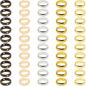 Honbay 50PCS Metal Round Bead Frame 2 Hole Circle Frame Connectors Spacers Beads for Earring Bracelet Necklace Jewelry Making (8mm, 5 Color)
