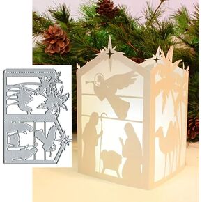 عيد ميلاد سعيد عيد الميلاد 3D فانوس براينج بطاقة المعادن مقطوعة ، ومرافد زهرة زهرة القطع يموت قطع الإستنسل DIY القصاصات زخرفية البطاقة الورق.