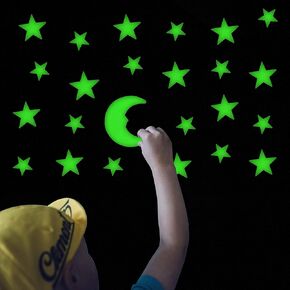 201 PCS Fultra Glow in the Dark Stars with Bonus Large Moon Stickers وضعت أحجامًا مختلفة ذات أحجام مختلفة