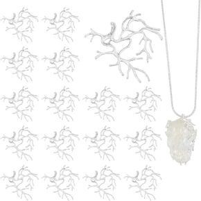 Nbeads 20 PCS شكل فرع الفراغات الخرز الشق ، وخرز المخلب المصنوع يدويًا ، حبات مديك ، حبات معدنية لتصنيع مجوهرات قلادة DIY ، والفضة
