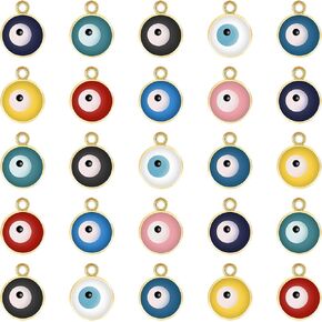 63pcs 7mm Flatback Gold Evil Eye Charms alloy monicel evil evil ele ext exres for diy arring arring making mowner