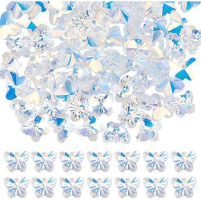 Beebeecraft 1 Box 80Pcs Crystal Charms Electroplate Glass Heart Faceted Charms Valentine Beads Charms AB Color Glass Charms for DIY Handmade Jewelry Making Bracelets Necklace