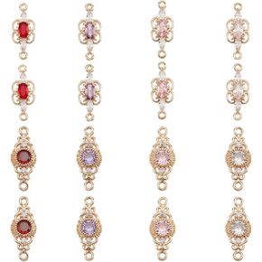 Adlemaker 16 PCS Cubic Zirconia Link Connectors ، 8 Styles Brass Micro Pave CZ Stone Connector Charms Eternity Space Prendant for DIY Jewelry Bracelets Making Keychain Making ، Hole: 1.2mm: