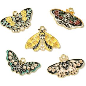 DanLingJewelry 20Pcs 5 Styles Enamel Butterfly Charms Delicate Animal Butterfly Moth Charms for Jewelry Making Crafting